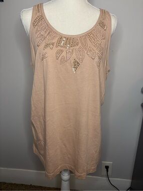 RXB Nude Beaded Scoop Neck Tank